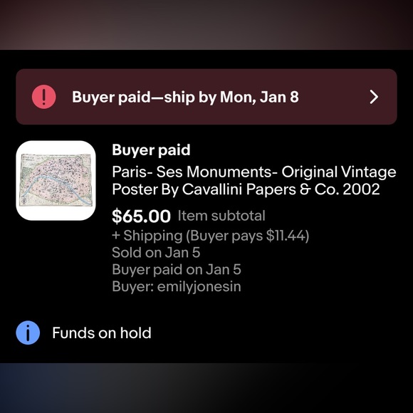 ❌SOLD❌ Vintage Paris Map Monuments Poster by Cavallini & Co. 20" x 28” - Picture 2 of 2